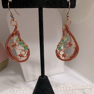 Clearence//Handmade wire wrapped earrings